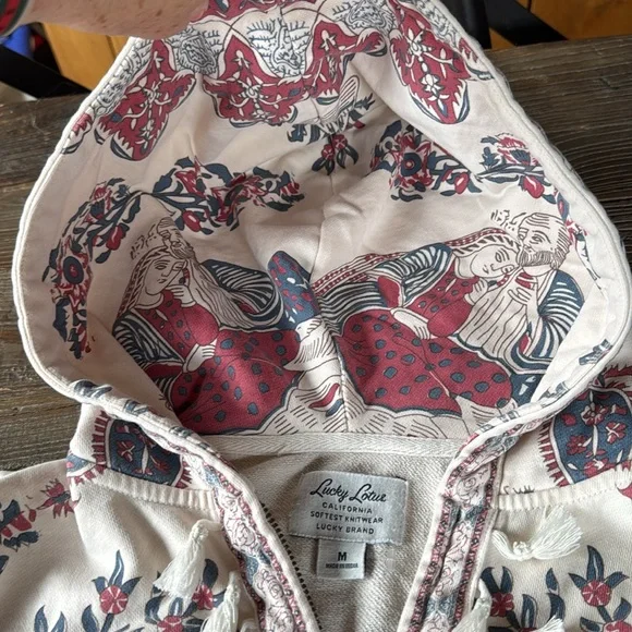 Lucky Brand Lucky Lotus zippered cotton hoodie size M - Picture 6 of 10